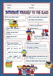 Maybe you would like to learn more about one of these? First Day Of School Introduce Yourself To The Class Esl Worksheet By Nephelie