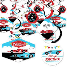 Pdfs and images of additional decoration ideas included. Big Dot Of Happiness Let S Go Racing Racecar Race Car Birthday Party Or Baby Shower Hanging Decor Party Decoration Swirls Set Of 40 Target