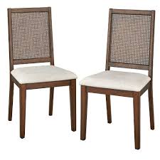 Sitting surface 19.25 inches x 20.5 inches. Set Of 2 Westbury Cane Style Back Dining Chairs Walnut Cream Buylateral Target