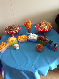 Thomas The Train Birthday Party Food Ideas Snack Table Thomas Tank Engine Party Train Birthday Party Food Birthday Party Tableware Thomas The Train Birthday Party