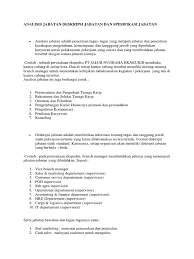 Tidak hanya membantu perusahaan dalam menjalankan berbagai tugasnya saja tetapi rupanya pembentukan staf tersebut juga memiliki tujuan penting lainnya. Analisis Jabatan Deskripsi Jabatan Dan Spesifikasi Jabatan