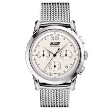 Bracelet en cuir gris 18 mm. Montre Tissot Heritage 1948 Automatique Chronographe Cadran Beige Bracelet Maille Milanaise 39 5 Mm
