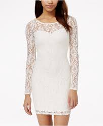 Material Girl Long Sleeve Lace Bodycon Dress Juniors Dresses Macy S Lace Bodycon Dress Long Sleeve Short Lace Dress Long Sleeve Cocktail Dress