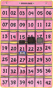 Cell Phone Pocket Holder For Classroom Skoologic Numbered Chart Caddy Organizer For Cellphone And Calculator For Hanging Wall And Door Pink 42