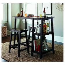 3 Piece Pub Set With Saddle Stools And Shelving Espresso Threshold Target Pub Set Pub Table Sets Patio Bar Set