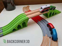 wooden train track double bridge set brio extension etsy in 2021 wooden train track wooden train wood train
