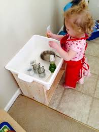 This Is Amazing Ikea Rast Nightstand Turned Upside Down With A Large Plastic Bin On Top Perfect Water Or Sand Table At Toddler Heigh Hundenapf Ikea Ikea Hack