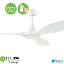 At 60 inches this is a pretty large fan that will move lots of air keeping you and your family cool out on the patio. White Eglo Noosa 60 3 Blade Dc Indoor Outdoor Ceiling Fan With 18w Cct Dimmable Led Light Lighting Illusions Online