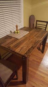 Pallet furniture is very much in style right now and it's easy and extremely cheap to build with. Pallet Dining Table First Diy Project 1001 Pallets