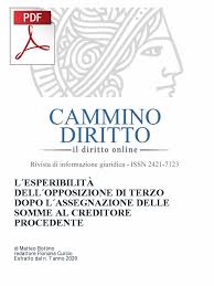 Il pignoramento presso terzi è una modalità con cui può essere eseguita un'espropriazione forzata, con lo scopo di consentire al creditore di vedersi saldato il proprio credito. L Esperibilita Dell Opposizione Di Terzo Dopo L Assegnazione Delle Somme Al Creditore Procedente