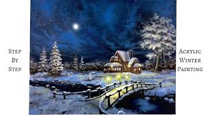Easy weeknight summer sides 28 photos. Snowy Winter Night Step By Step Acrylic Painting Colorbyfeliks Youtube