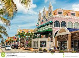 Splurge in the malls and diverse shops. Haupteinkaufsstrasse In Oranjestad Aruba Redaktionelles Bild Bild Von Cityscape Bunt 98544815