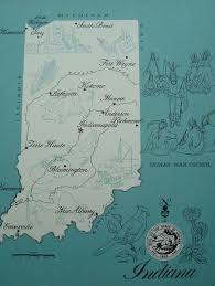 Vintage Indiana Map Indiana Map Indiana Muncie Indiana