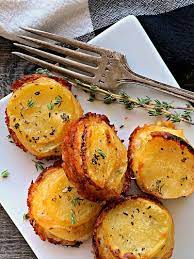 Muffin Tin Potato Stacks With Gouda Cheese A Gouda Life Recipe Potato Stacks Muffin Tin Potatoes Potatoes