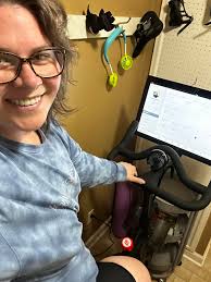 Dropped Michael off at the gym this morning and came back rode the peloton.  Who is this person??