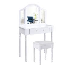 Meerveil schminktisch, schminktisch mit hocker, frisierkommode frisiertisch mit 3 spiegel, 4 schubladen, rutschfeste aufkleber, weiß. Songmics Schminktisch Frisierkommode Frisiertisch Kosmetiktisch Inkl Hocker Spiegel Weiss Holz Rdt33w Amazon De Kuche Haushal Furniture Interior Decor