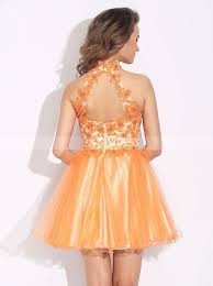 Orange A Line Homecoming Dresses High Neck Cocktail Dress 11495 Prom Dresses Dresses Long Prom Gowns