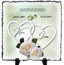 Der whatsapp messenger hat sich auf vielen smartphones zu einem unverzichtbaren begleiter. Rosenhochzeit Schieferuhr Das Geschenk Zum 10 Hochzeitsjubilaum