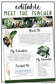 Tropical And Gold Classroom Decor Editable Meet The Teacher Meet The Teacher Meet The Teacher Template Autumn Teaching Ideas