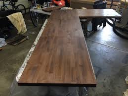 It was one beast of a project and i had i found that the gel stain especially helped to even out the color since it is a good bit thicker than normal stain so it doesn't absorb into the wood as quickly. Finishing Up The Second Butcher Block Galvanized Steel Desk Build Phoronix
