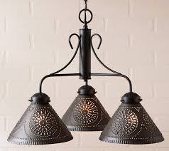 punched tin chandeliers & island lights