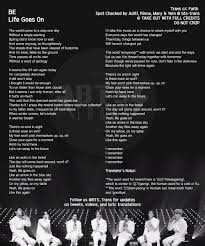 Watch popular content from the following creators: Bts Translations Bangtansubs On Twitter Kor Eng Lyrics Life Goes On Bts Twt Bts ë°©íƒ„ì†Œë…„ë‹¨ Bts Be Lifegoeson Lifegoesonwithbts Rememberlifegoeson Newerabegins Https T Co Phwouijnks Https T Co Y0djpoio6l