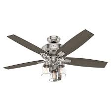 Hunter 52 Bennett Brushed Nickel Ceiling Fan With Light Kit And Remote Walmart Com In 2020 Ceiling Fan Light Kit Brushed Nickel Ceiling Fan Ceiling Fan With Light
