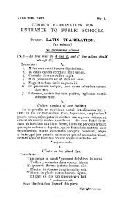 Common Entrance Exam Papers 1922 The Old Shirburnian Society
