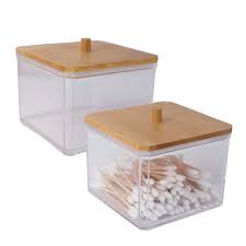 These jars are beautiful and are excellent quality. Q Tip Dispenser Holder Apothecary Jars Bathroom Canister Clear Plastic Acrylic Container For Cotton Swab Cotton Ball Floss Picks Bath Salts Makeup Sponges Rubber Bands Set Of 2 Q Tips Storage Buy Online In Andorra At Andorra Desertcart Com