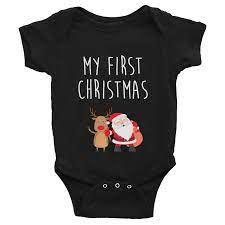 Maybe you would like to learn more about one of these? My First Christmas Onesie Custom Apparel Blue Elephant Clothing