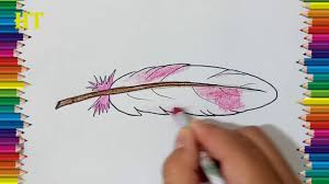 Watch my drawing tutorial and you. How To Draw A Feather Easy And Coloring Art For Kids And Everyone Youtube
