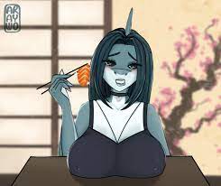 Ohh that fish! All boobs on table! by araywu -- Fur Affinity [dot] net