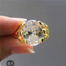 Anillos de oro con esmeralda color verde oscuro, gemas de moda. Anillo De Compromiso De Lujo Con Piedra De Cristal Ovalada Para Hombre Y Mujer Sortija De Oro Vintage Azul Y Blanco Anillo De Circonita Morada Anillos Aliexpress