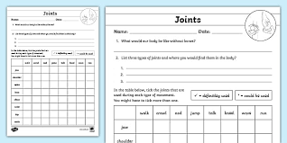 Education of visually impaired the following motor skills and body movements may have to be taught. Joints And Their Movements Worksheet Science Worksheet