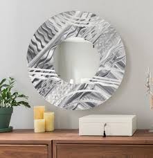 Handmade All Natural Silver Contemporary Circle Wall Mirror Abstract Etched Metal Wall Art Modern Round Mirror Design Wall Antique Mirror Wall Mirror Wall