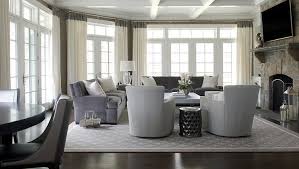 Gray Living Room With Flat Panel Tv Over Stone Fireplace Transitional Living Room Living Room Grey Modern Grey Living Room Interior Design