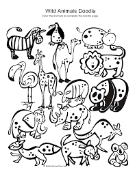 This printable animal coloring page is for adults who are learning painting. Wild Animals Doodle Print On Sticker Paper Kids Can Color It In Animal Doodles Animal Coloring Pages Drawing For Kids