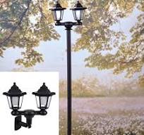 Double Hexagonal Solar Post Lights, Dusk to Dawn Solar Lamp ...