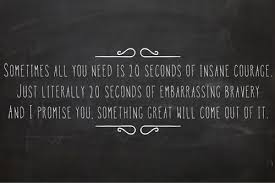 Sometimes All You Need Is 20 Seconds Of Insane Courage 20 Seconds Of Insane Courage And Embarrassing Bravery Sweet Quotes Favorite Quotes Movie Quotes