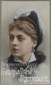 Georgiana "Georgia" or "Georgie" Drew, John Barrymore's mother, and  therefore Drew Barrymore's great-grandmother. Resemblance to her  great-granddaughter is, to say the least, striking.