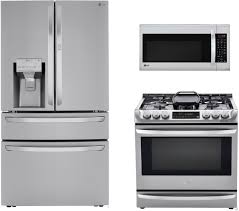 Kitchen appliance packages small kitchen appliances lg french door refrigerator appliance bundles countertop microwave oven built in dishwasher wall oven french doors range. Lg Lgreramw501 3 Piece Kitchen Appliances Package With French Door Refrigerator Dual Fuel Range And Over The Range Microwave In Stainless Steel