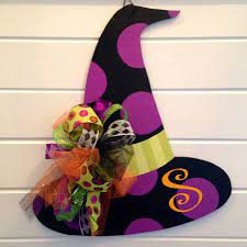 Monogrammed Witch Hat Door Hanger Halloween Door Hangers Witch Hat Door Hanger Door Crafts