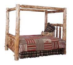Traditional cedar log panel customizable. Log Beds King Size Canopy Log Bed Black Forest Decor