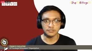 Karapatan X:ssä: "Franco Quilatan of the UP Paralegal Volunteers'  Organization and the #CourageON coalition, Derek Duncan and Patti Talbot of  the Asia Pacific Forum, and Wim De Ceukelaire of @vivasaludbe press the