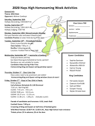 Hays High announces 2020 Homecoming events, court