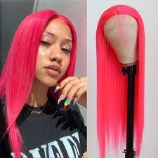 Hot Pink Wig Hot Pink Hair Hot Pink Wig Pink Wig