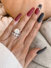 Black And Red Coffin Nails Cute Matte Red And Black Coffin Nails Design Rednails Coffinnails Blacknails White And Silver Nails Red And Gold Nails Silver Nail Designs