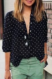 Black And White Polka Dot Blouses For Womens Polka Dot Print V Neck Long Sleeve Shirt Polka Dot Shirt Outfit Stylish Shirts Black And White Blouse