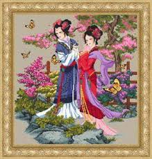 A cross stitch that i will eventually hang as an art piece. Geisha Cross Stitch Patterns This Would Go Great In My Sitting Room Himzes Keresztszemes Gesa