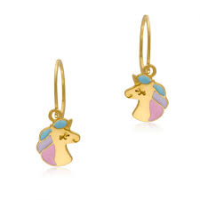 Boucle d oreille en forme de feuille. Achat Boucles D Oreilles Dormeuses En Or Jaune Et Laque Licorne Longueur Taille Unique Le Manege A Bijoux